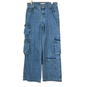 Pacsun Jeans Women's Size 26 Blue Denim 90's Baggy Double Cargo Retro Grunge